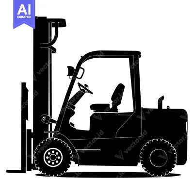 Aset desain premium: Black Silhouette of a Forklift with Raised Forks