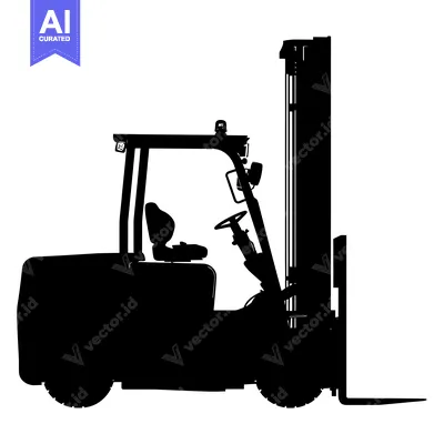Aset premium populer: Black and White Silhouette of a Forklift