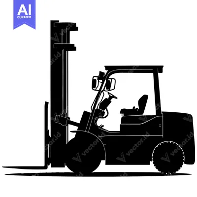 Aset premium populer: A Silhouette of a Forklift with Raised Forks