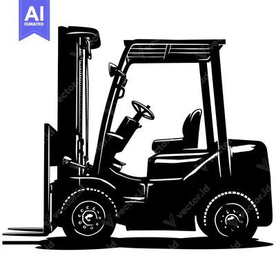 Aset premium populer: Black and White Silhouette of a Forklift