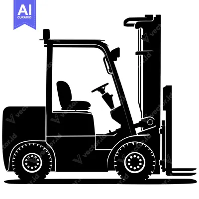 Popular premium asset: Black and White Silhouette of a Forklift