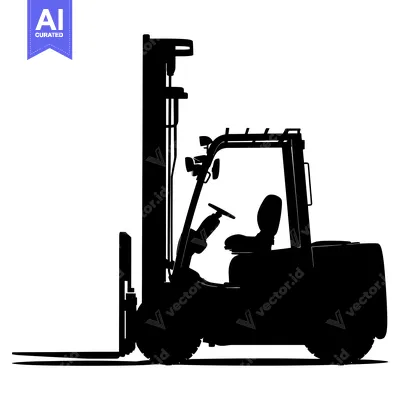 Aset premium populer: Silhouette of a Forklift with Raised Forks