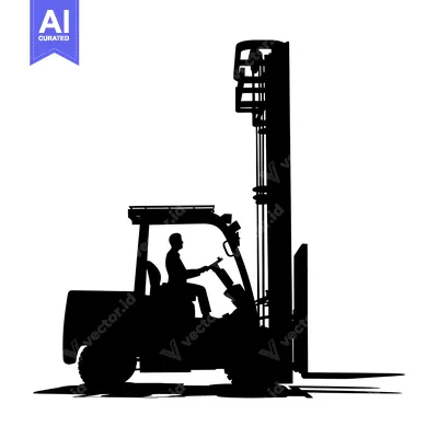 Aset desain premium: Silhouette of a Forklift with Operator