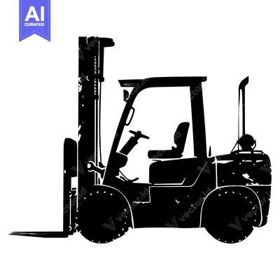 Premium design asset: Black and White Silhouette of a Forklift