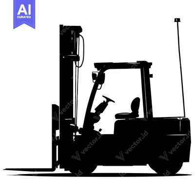 Aset desain premium: Black and White Silhouette of a Forklift