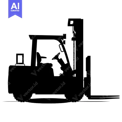 Aset desain premium: Black and White Silhouette of a Forklift