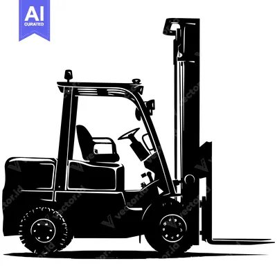 Aset desain premium: Black and White Silhouette of a Forklift