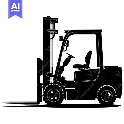 Aset premium populer: Black and White Silhouette of a Forklift