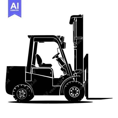 Aset desain premium: Black and White Silhouette of a Forklift