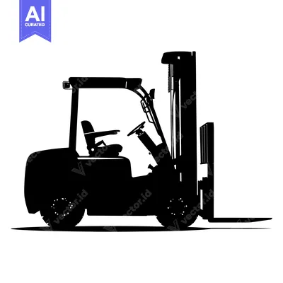 Popular premium asset: Black and White Silhouette of a Forklift