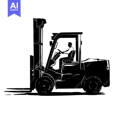 Popular premium asset: Silhouette of a forklift with a driver operating it
