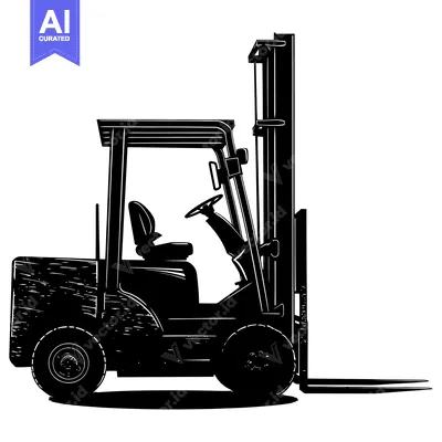 Premium design asset: Black and White Silhouette of a Forklift