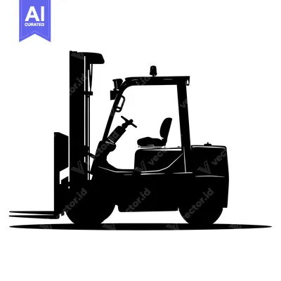 Aset desain premium: Black and White Silhouette of a Forklift