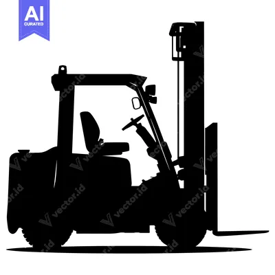 Popular premium asset: Black and white silhouette of a forklift