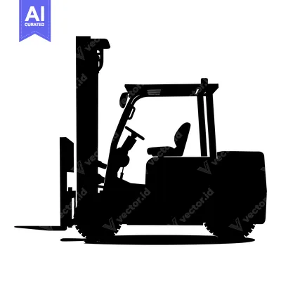 Popular premium asset: Black and White Silhouette of a Forklift