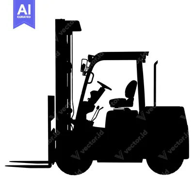 Aset premium populer: Silhouette of a Forklift with Raised Forks
