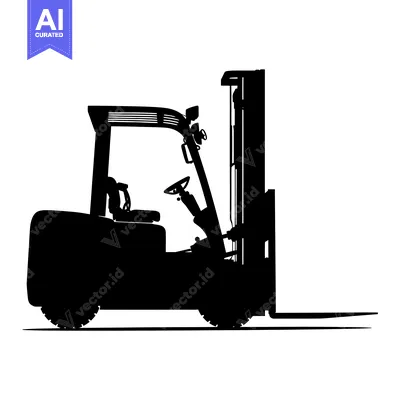 Black and White Silhouette of a Forklift
