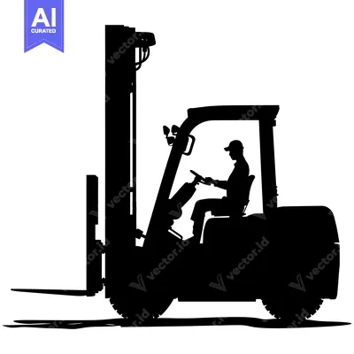 Aset desain premium: Silhouette of a forklift with a driver