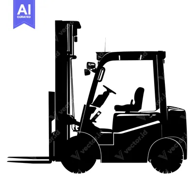 Aset premium populer: Black and White Silhouette of a Forklift