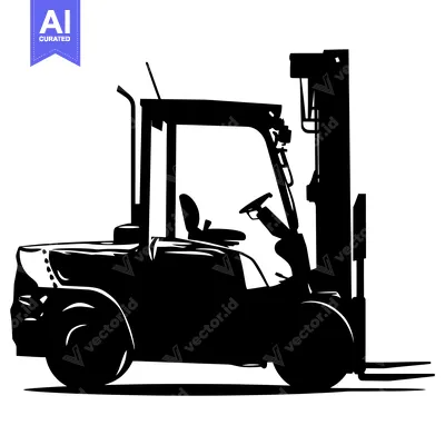 Aset desain premium: Black and White Silhouette of a Forklift