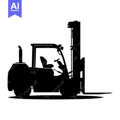 Aset premium populer: Black and White Silhouette of a Forklift