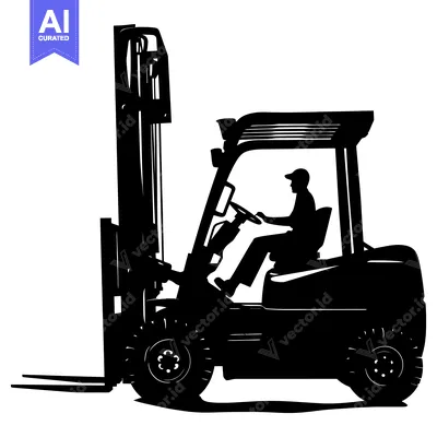 Aset premium populer: Black and White Silhouette of a Forklift with an Operator