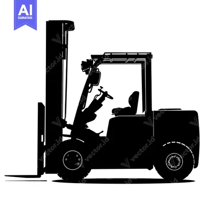 Aset premium populer: Black and White Silhouette of a Forklift