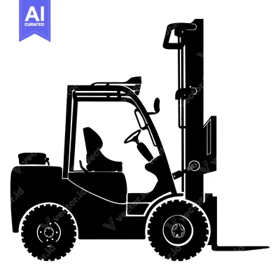 Black and White Silhouette of a Forklift