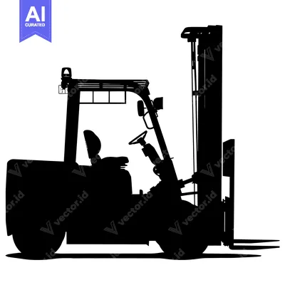 Aset premium populer: Silhouette of a Forklift with Raised Forks