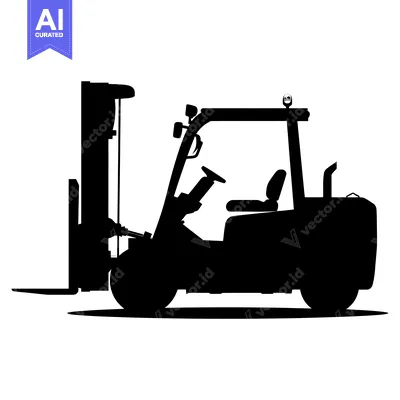 Popular premium asset: Black and White Silhouette of a Forklift