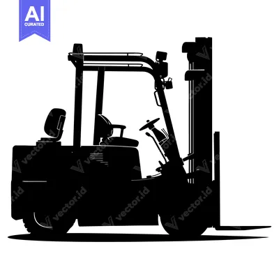 Aset premium populer: Black Silhouette of a Forklift with Raised Forks