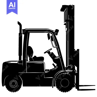 Popular premium asset: Black and White Silhouette of a Forklift Truck