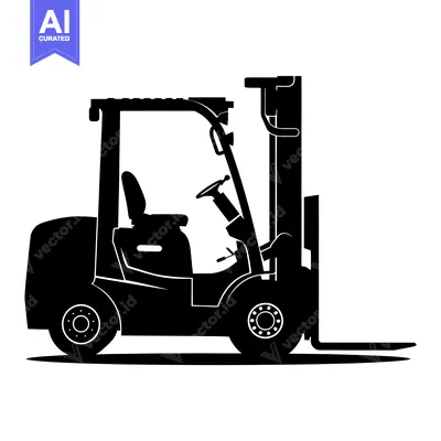 Aset premium populer: Black and White Silhouette of a Forklift