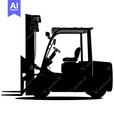 Aset desain premium: Black Silhouette of a Forklift with a Shadow