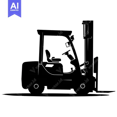 Popular premium asset: Black and White Silhouette of a Forklift