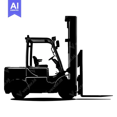 Aset premium populer: Black and White Silhouette of a Forklift
