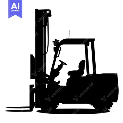 Aset premium populer: Silhouette of a Forklift with Raised Forks