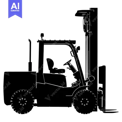 Aset desain premium: Silhouette of a Forklift with Raised Forks