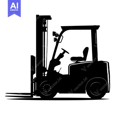 Silhouette of a Forklift with Raised Forks