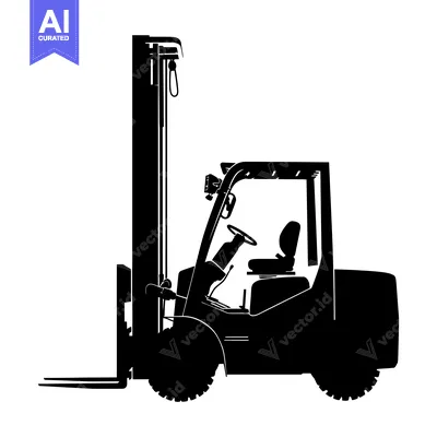 Popular premium asset: Black Silhouette of a Forklift with Driver