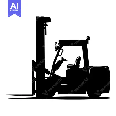 Aset premium populer: Black and White Silhouette of a Forklift