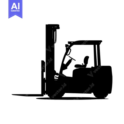 Black and White Silhouette of a Forklift