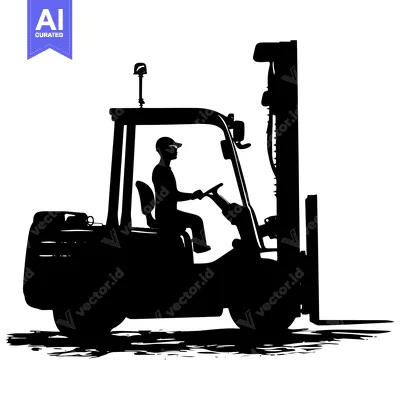 Popular premium asset: Silhouette of a Forklift Operator Driving a Forklift