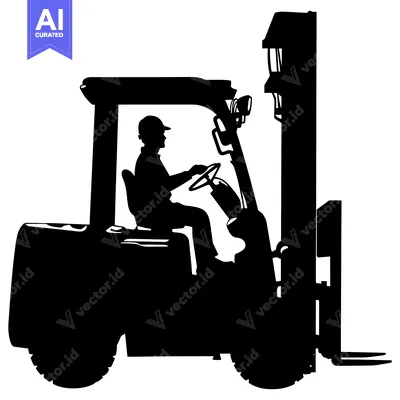 Aset premium populer: Silhouette of a Forklift with Operator