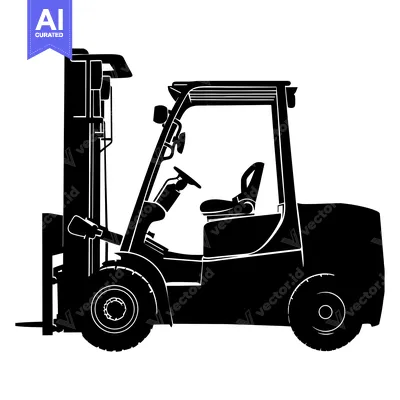 Silhouette of a Forklift with Raised Forks