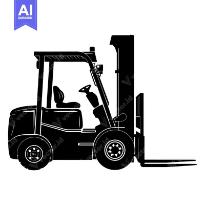 Aset premium populer: Black and White Silhouette of a Forklift