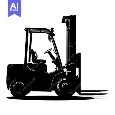 Silhouette of a Forklift with Raised Forks