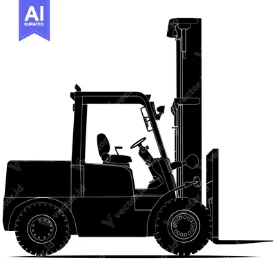 Silhouette of a Forklift with Raised Forks