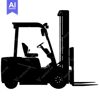 Aset premium populer: Silhouette of a forklift truck with raised forks