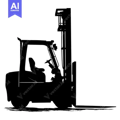 Side View Silhouette of a Forklift